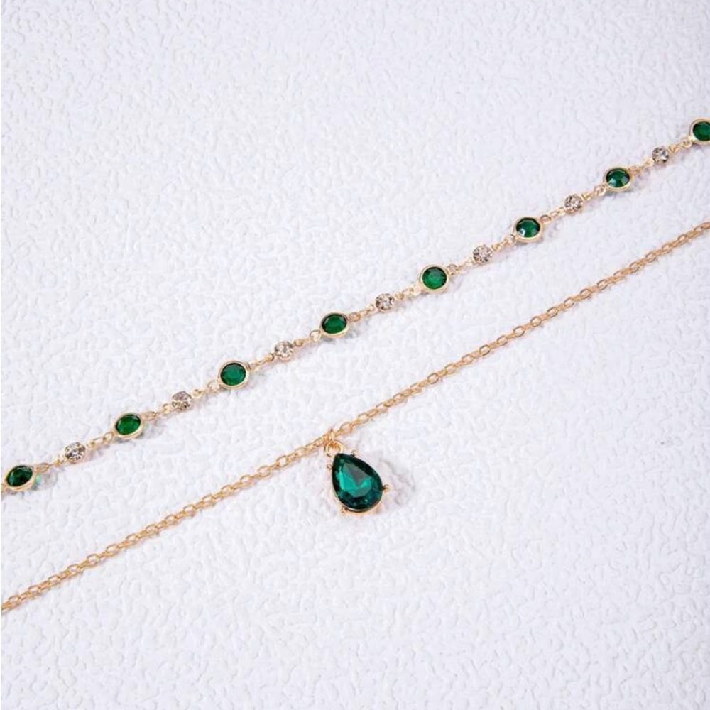 ⚠️Clearance Elegant 2pcs Gold and Green Pendant Necklace Set - Picture 4 of 6